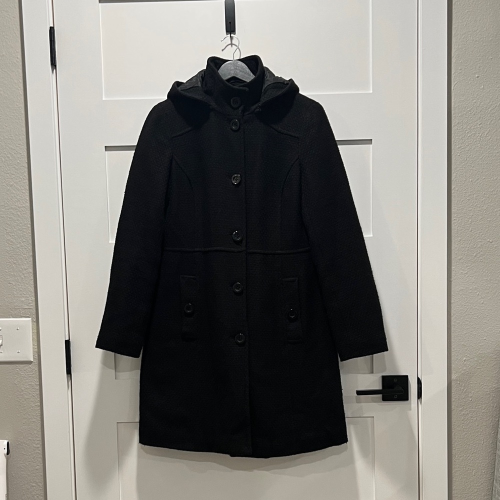 Esprit - Quilted Black Winter Coat w/ Removable Hood - Women’s Size Sm/Med